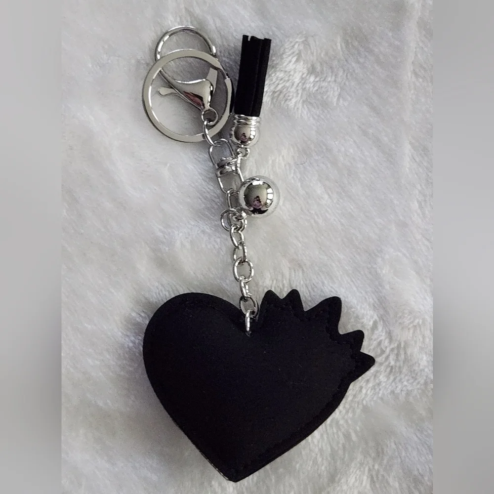 Heart Shaped Sparkly Rhinestone With Crown Keychain with Tassel Bag Charm